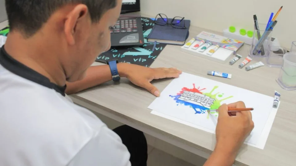 Artista retrata a Ilha de Parintins-Am em aquarela