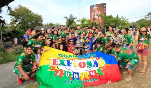 Grupos campeões das danças folclóricas comemoram o título da Categoria Ouro do 65º Festival Folclórico do Amazonas
