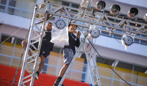 Visita técnica no Bumbódromo alinha os detalhes da festa de lançamento do 57º Festival de Parintins