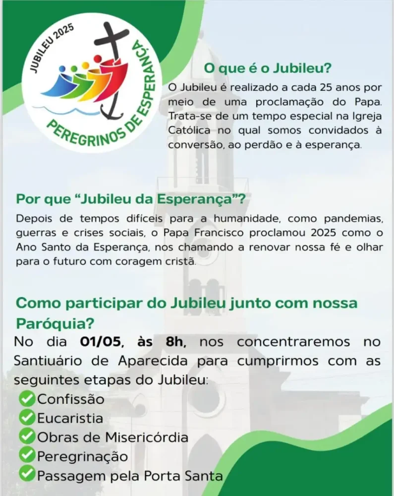 Paróquia se prepara para o Jubileu da Esperança com programação especial no dia 1º de maio