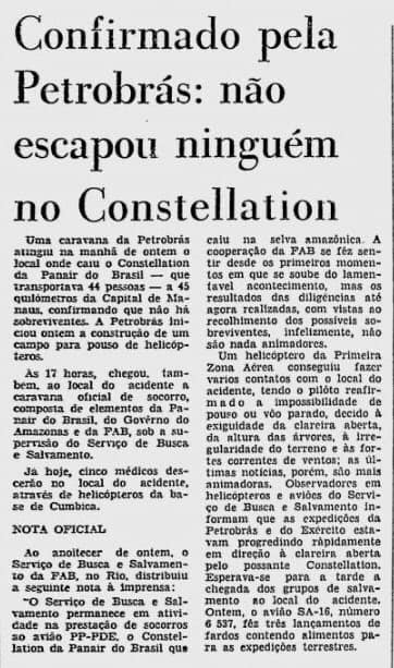 Conheça a história do Constelattion, avião da Panair que caiu no Rio Preto da Eva em 1962