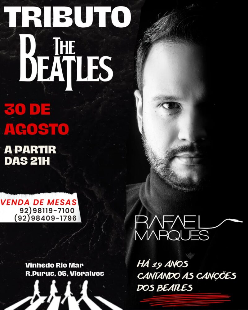 Tributo aos Beatles agita Manaus em 30 de agosto com show de Rafael Marques