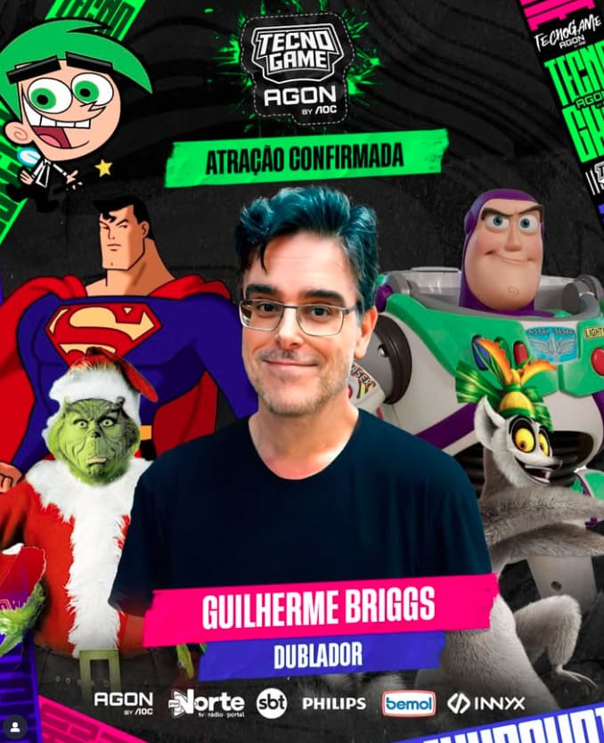 Dublador Guilherme Briggs está confirmado na Tecnogame Manaus 2025