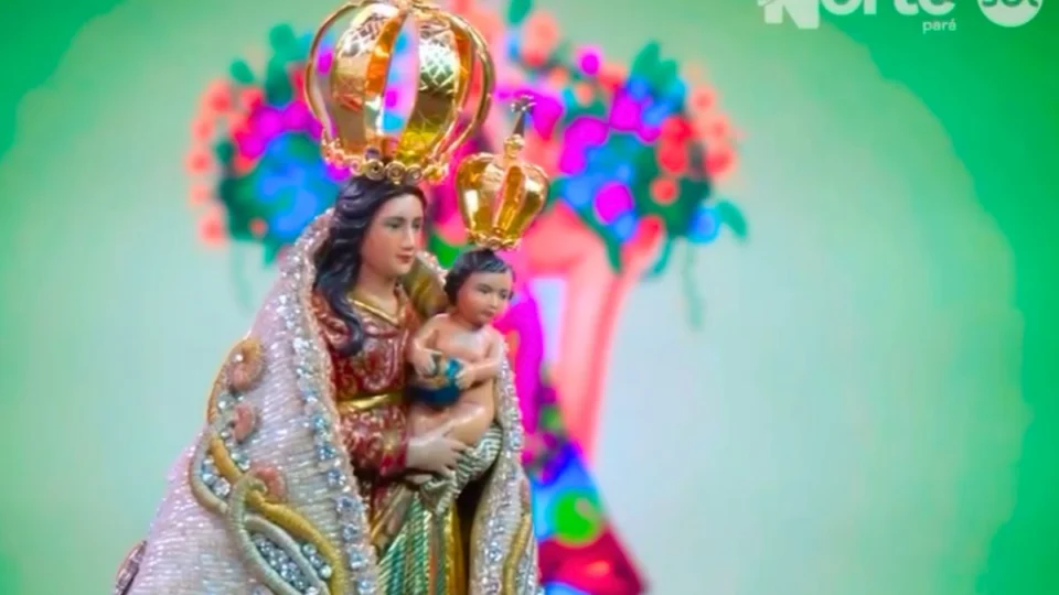 Imagem de Nossa Senhora de Nazaré visita a TV Norte SBT Pará