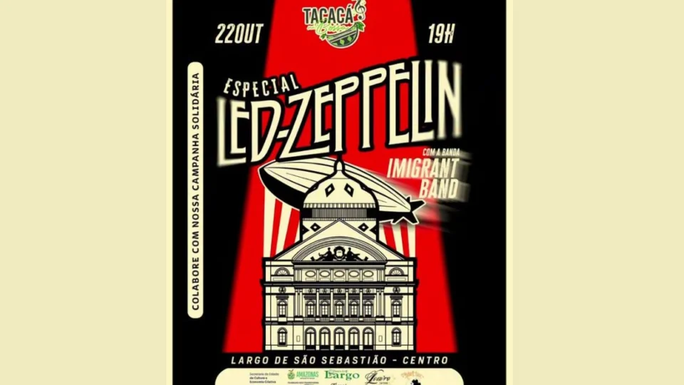Tacacá homenageia Led Zeppelin em noite de rock no Largo de São Sebastião.