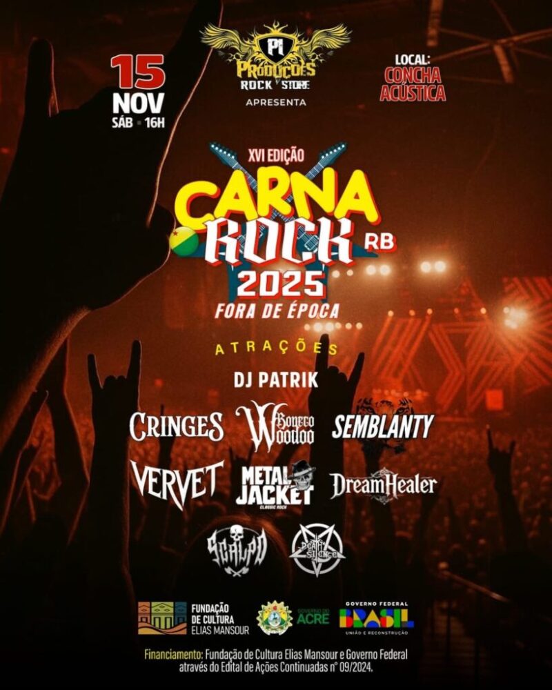 Carnarock-RB 2025 reúne bandas acreanas e promete agitar a Concha Acústica 