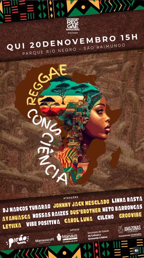 Reggae da Consciência leva música, arte e reflexão ao Parque Rio Negro nesta quinta (20)