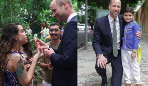 Príncipe William encontra com jovens durante chegada a COP30