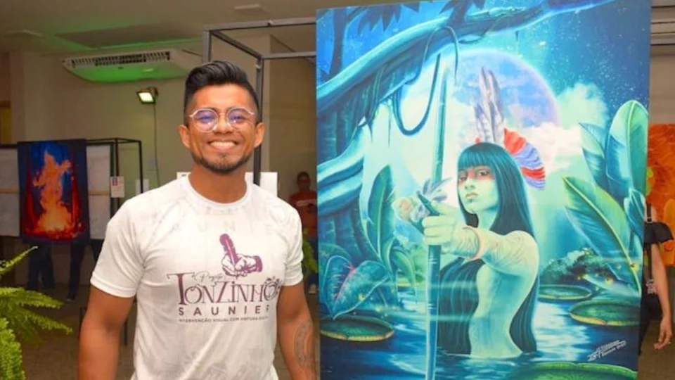 Artistas de Parintins utilizam pintura digital para homenagear o folclorista Tonzinho Saunier