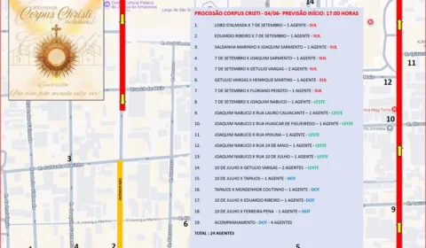 Saiba qual trecho de avenida em Manaus que será interditado para celebração de Corpus Christi